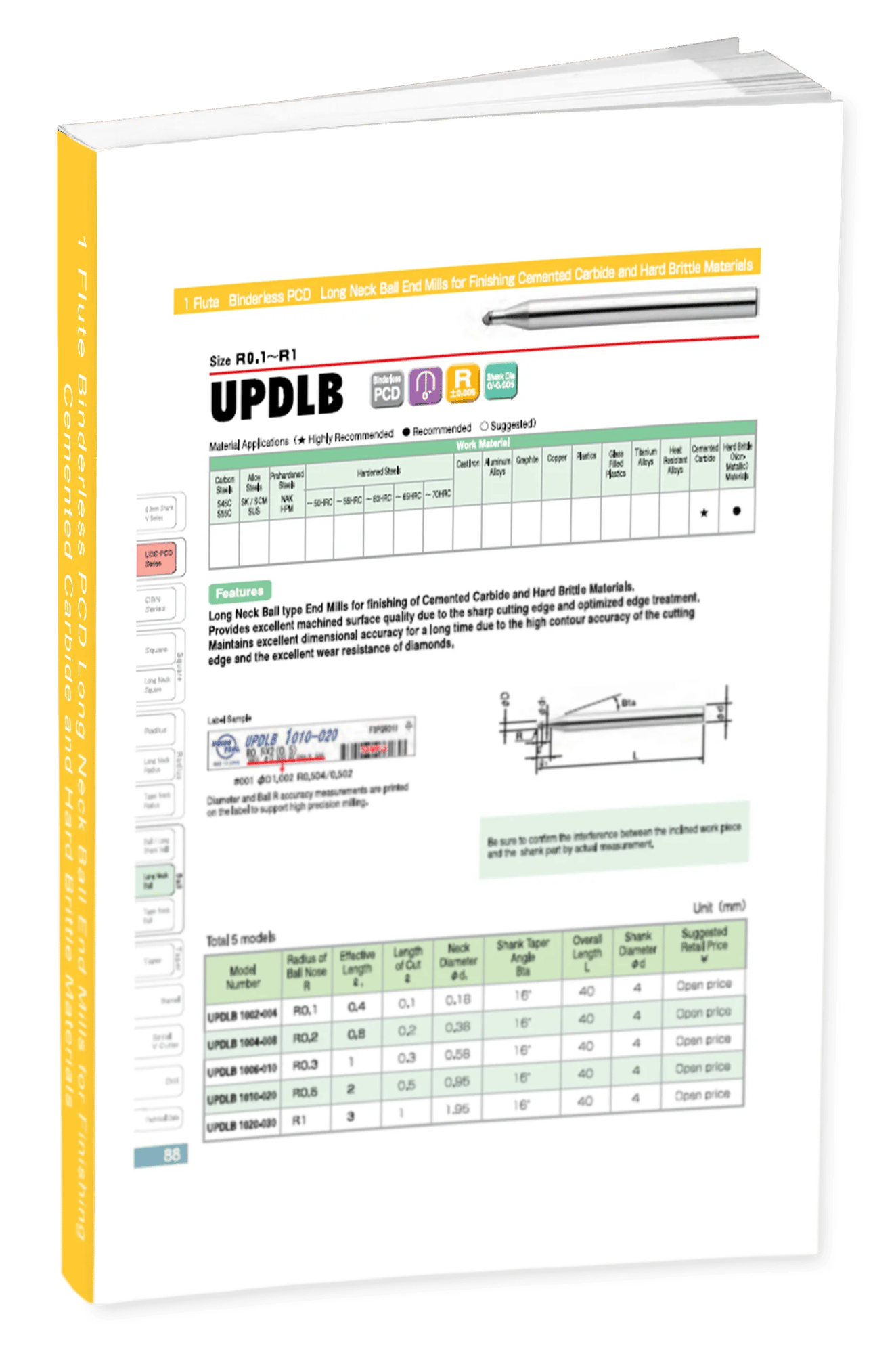 UPDLB 1 Flute PCD Ball Vol 21